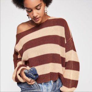 Free People Just My Stripe Oversized Sweater NWT